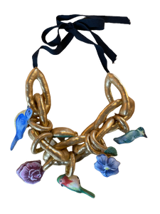 Julie Faber Bird and Flower Necklace