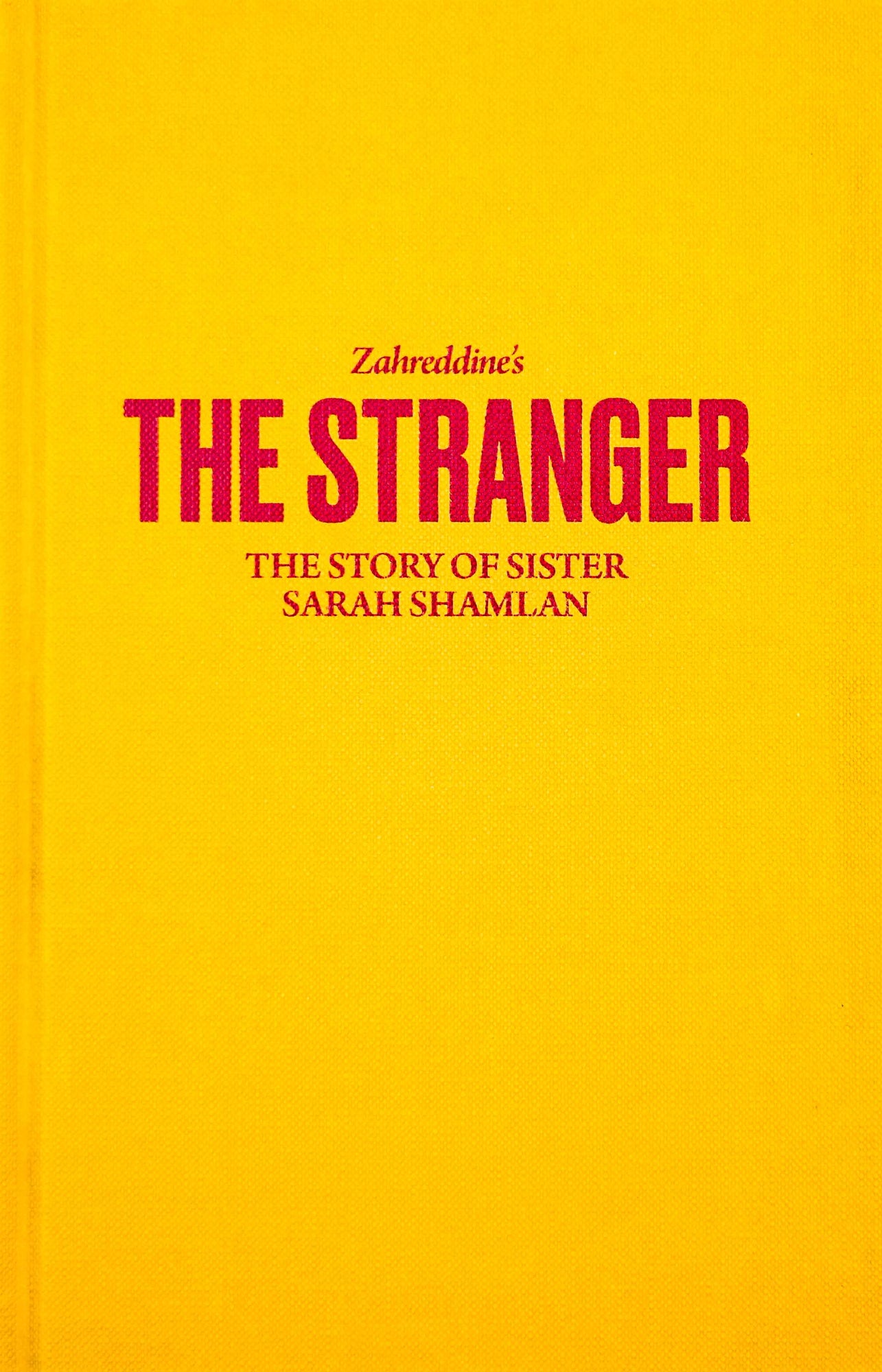 title and author in caps and red centred. yellow background.