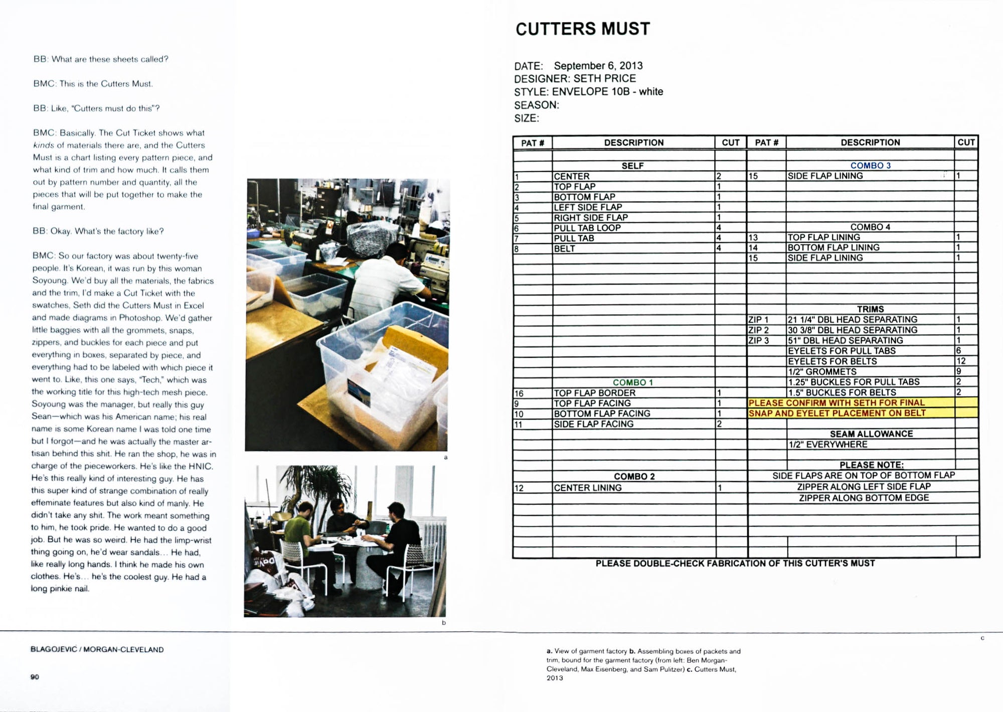 Images and print out of inventory spreadsheet with serif type and footnotes in black