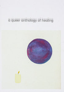Book cover with a painting of a candle below the dark, purple and red moon, above which the title, 