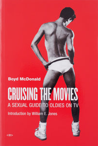 Bright red book cover with the title written in front of a photo of a man in underwear, hands on hips, head cocked to the side