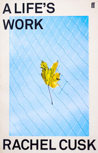 The cover of the book shows, in bold black sans serif type, the title at the top left as well as the author centred at the bottom. The most of the page is taken up by a photograph of a yellow leaf caught in a fence with a blue sky in the background.