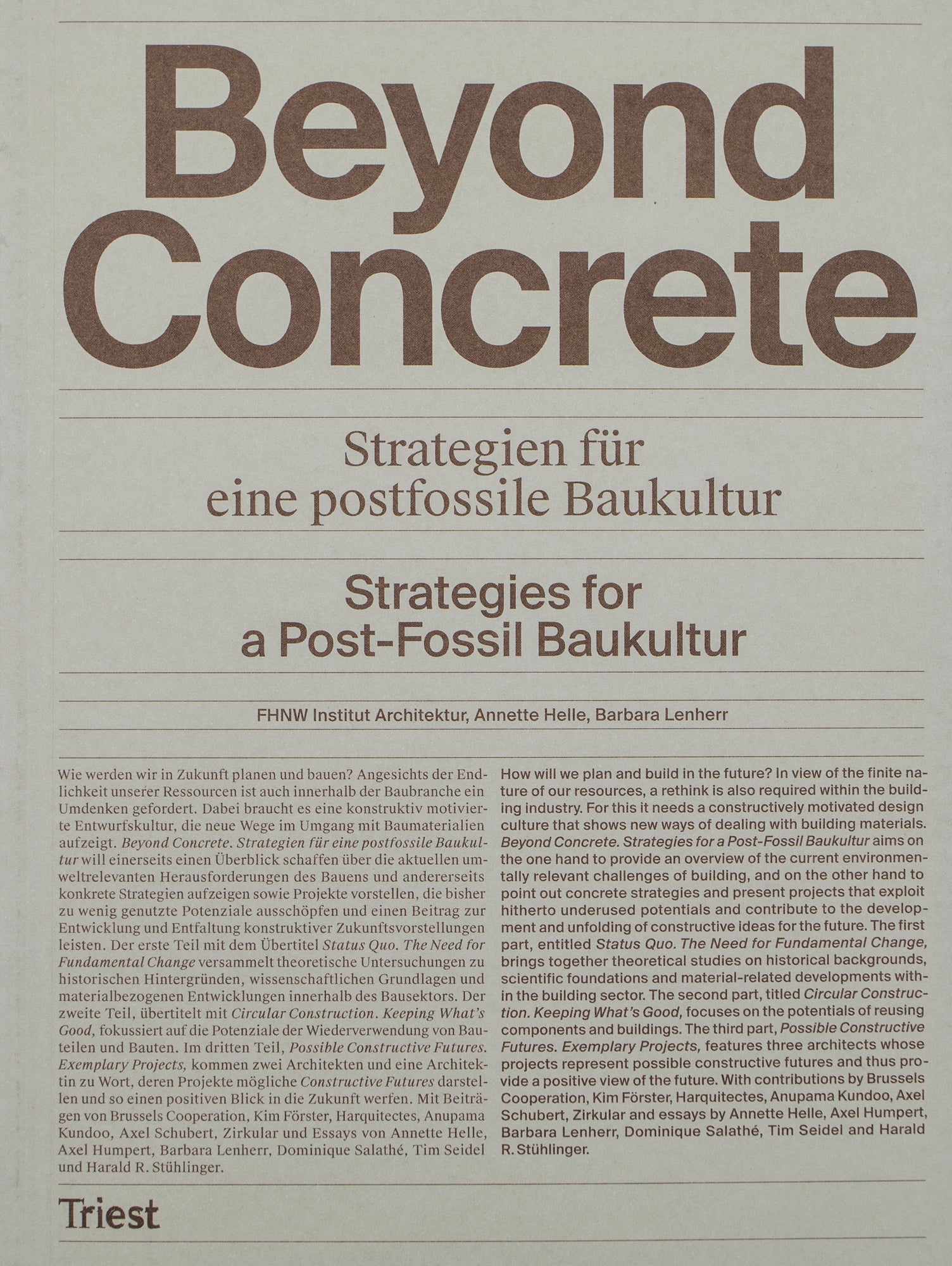 Beyond Concrete. Strategien für eine postfossile Baukultur / Strategies for a post-fossile Baukultur