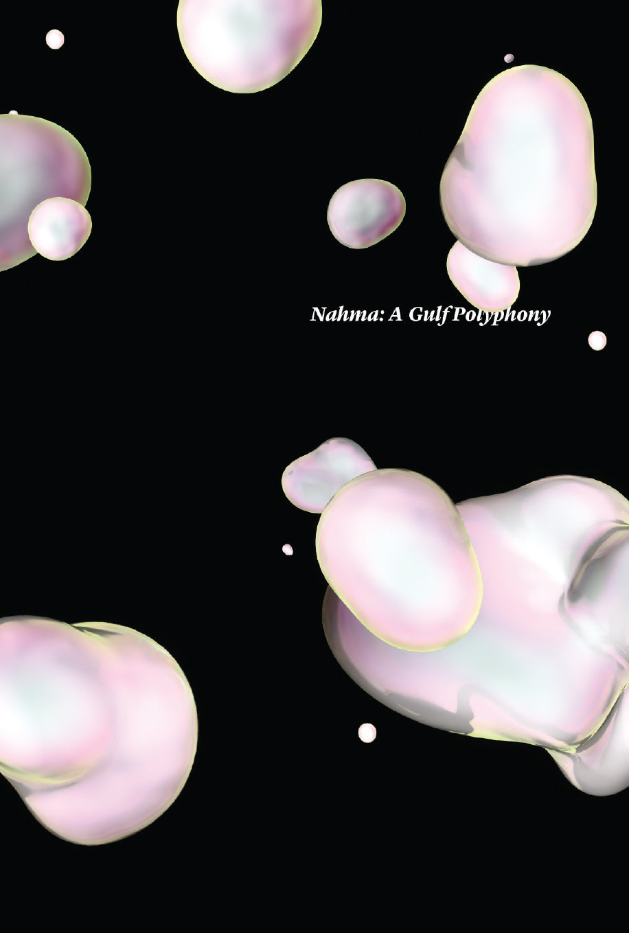 Black cover with amorphous pastel shapes with the title of the book in the mid-upper right.
