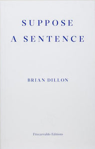 White background with Suppose A Sentence Brian DIllon Fitzcarraldo Editions in blue serif letters